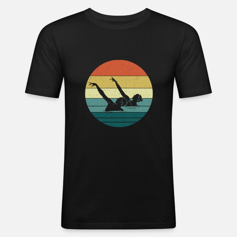 Synchronschwimmen - Männer Slim Fit T-Shirt - Schwarz