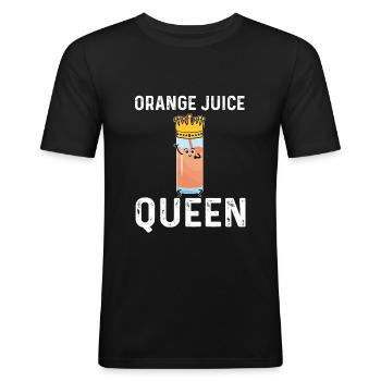 Orangensaft Königin - Männer Slim Fit T-Shirt - Schwarz - Vorne - Nik (191cm)