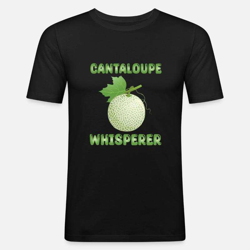 Cantaloupe-Melone Flüsterer - Männer Slim Fit T-Shirt - Schwarz