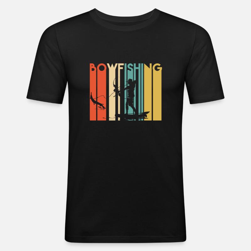 Retro Bogenfischen - Männer Slim Fit T-Shirt - Schwarz