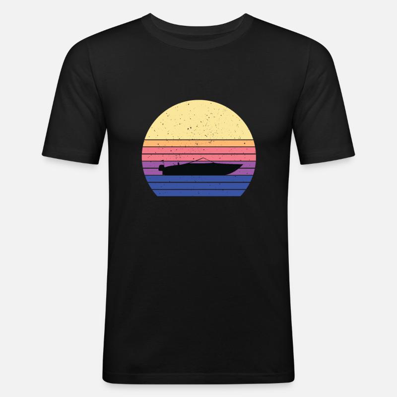 Motorboot Retro Speedboot - Männer Slim Fit T-Shirt - Schwarz