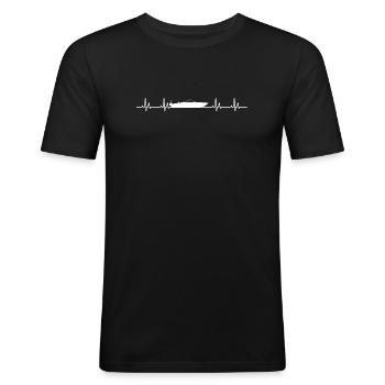 Motorboot-Herzschlag - Männer Slim Fit T-Shirt - Schwarz - Vorne - Nik (191cm)