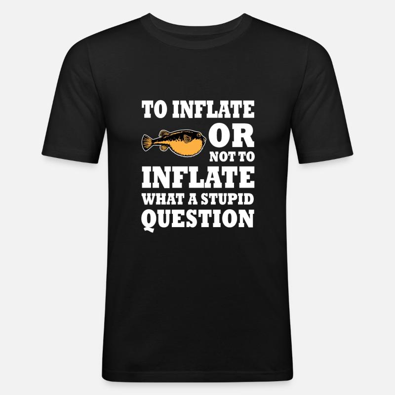 Lustiger Kugelfisch Spruch - Männer Slim Fit T-Shirt - Schwarz