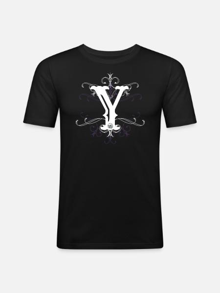 Letter Y Ypsilon Letter-Y - Men's Slim Fit T-Shirt - black