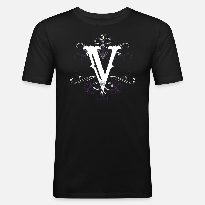 Buchstabe V Buchstabe-V - Männer Slim Fit T-Shirt - Schwarz