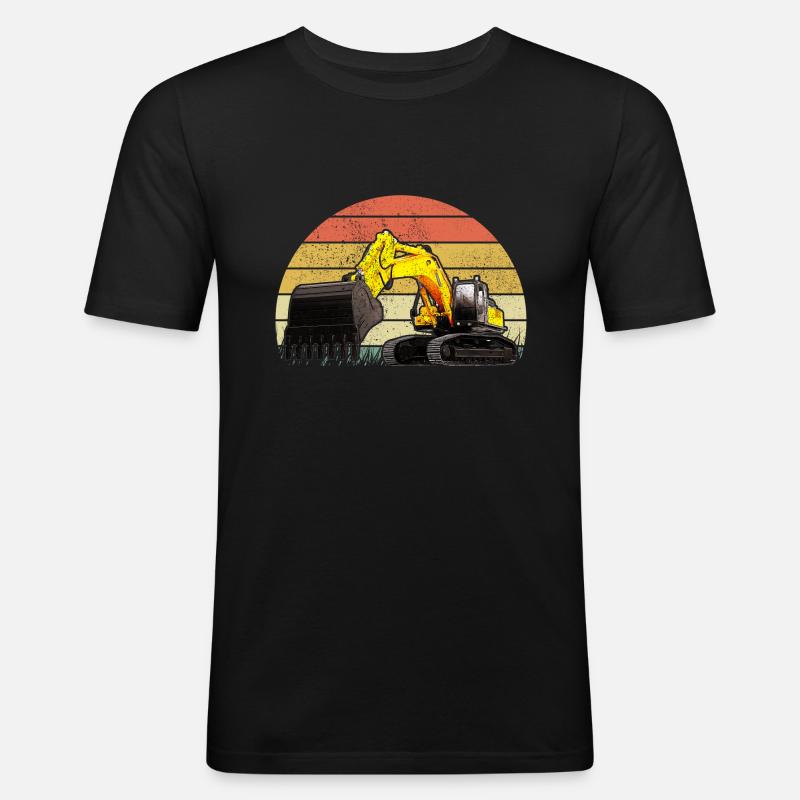 Baggerfahrer Bauarbeiter Bagger - Männer Slim Fit T-Shirt - Schwarz