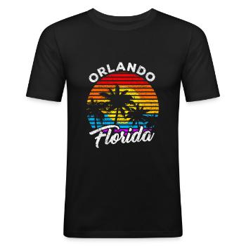 Orlando Florida - Männer Slim Fit T-Shirt - Schwarz - Vorne - Nik (191cm)