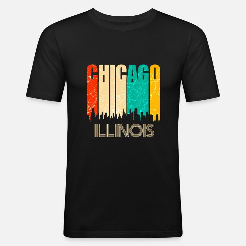 Chicago - Männer Slim Fit T-Shirt - Schwarz