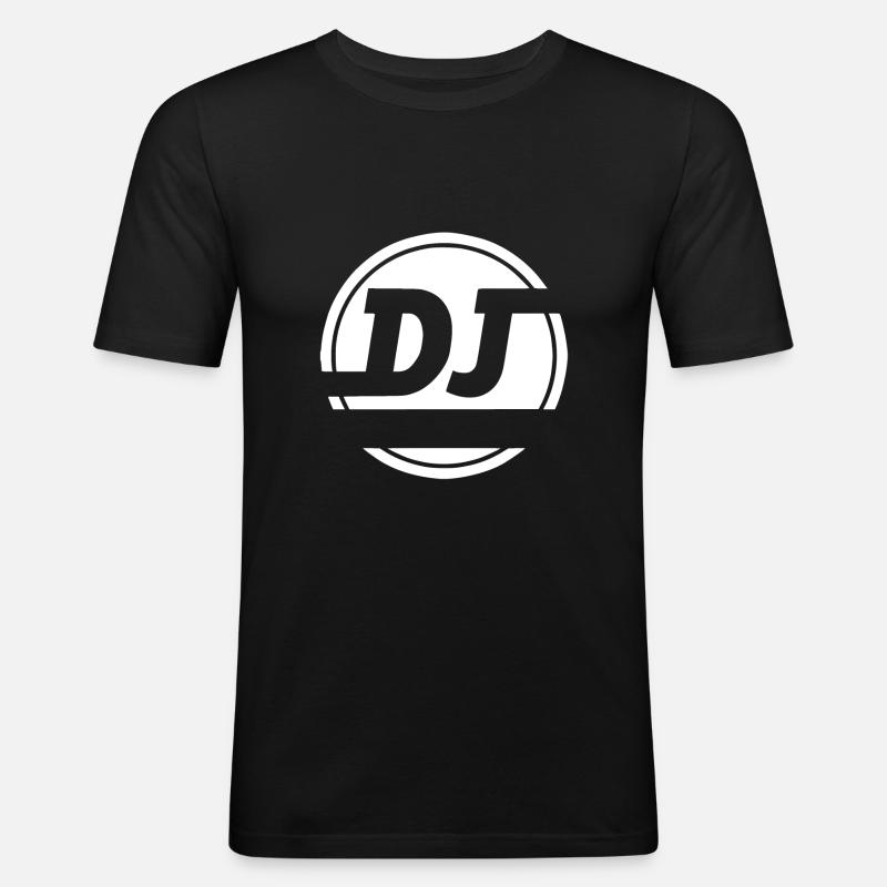 DJ (Text Your Name in empty space) - Männer Slim Fit T-Shirt - Schwarz