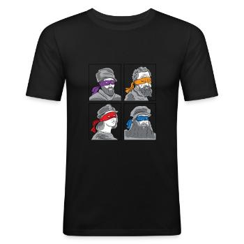 Leonardo Donatello Michelangelo Raphael cadeau - T-shirt près du corps Homme - noir - Devant - Nik (191cm)