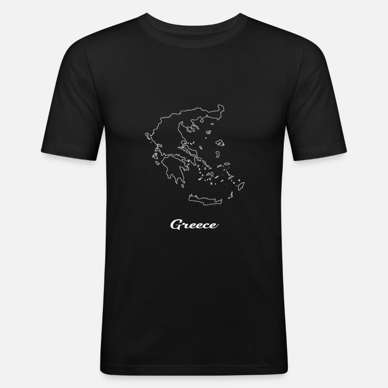 Greece Map Map - Men's Slim Fit T-Shirt - black