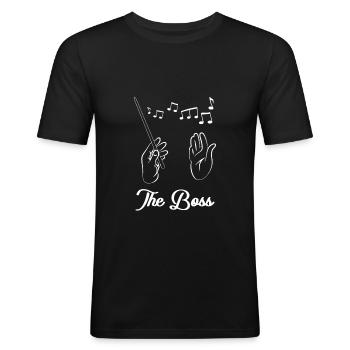 Chef d'orchestre - le patron - T-shirt près du corps Homme - noir - Devant - Nik (191cm)