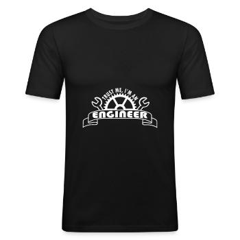 Trust me I'm an engineer - Männer Slim Fit T-Shirt - Schwarz - Vorne - Nik (191cm)