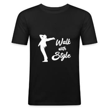 Marcher avec style - T-shirt près du corps Homme - noir - Devant - Nik (191cm)