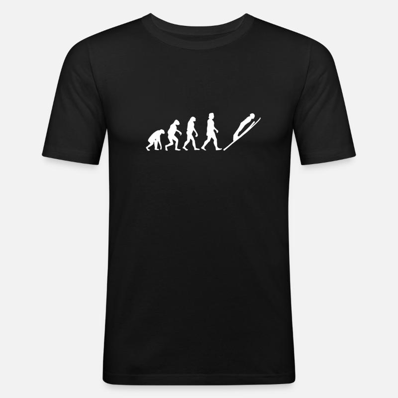 Skispringen Evolution - Männer Slim Fit T-Shirt - Schwarz