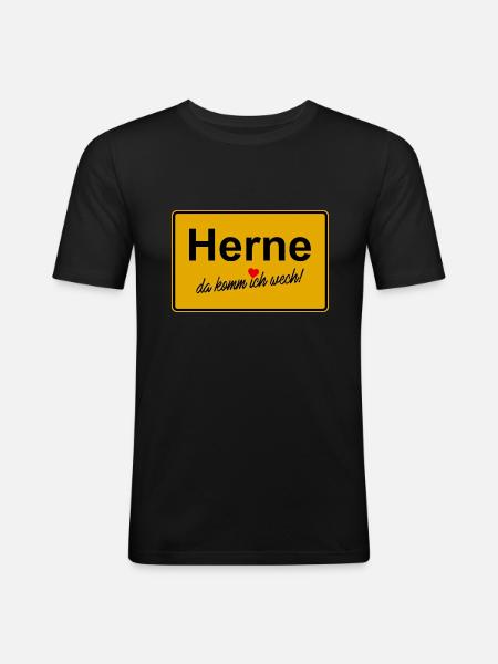 Herne da komm ich wech - Männer Slim Fit T-Shirt - Schwarz