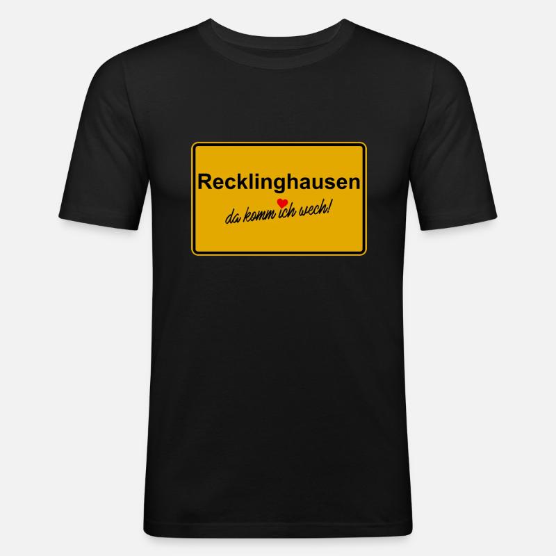Recklinghausen da komm ich wech - Männer Slim Fit T-Shirt - Schwarz