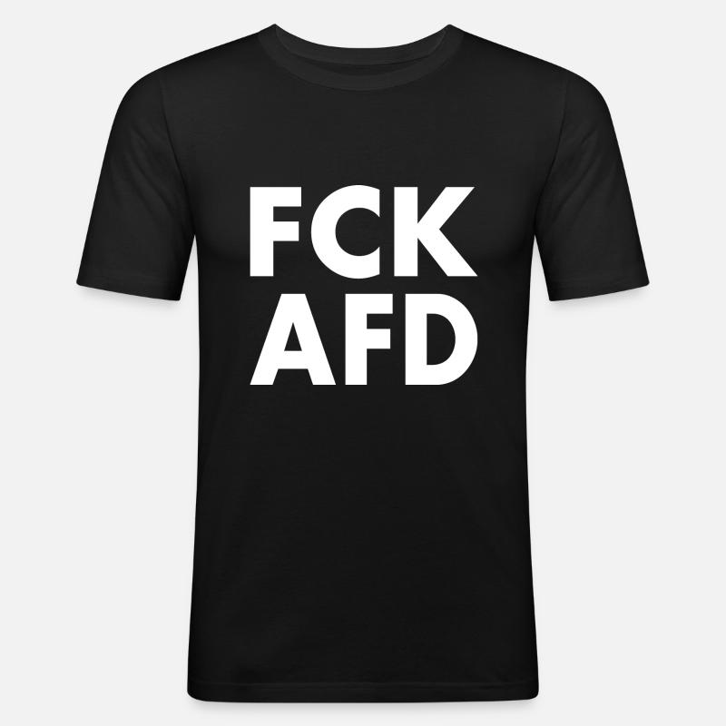Fck afd - Männer Slim Fit T-Shirt - Schwarz