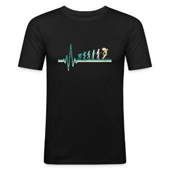 Schwimmlehrer Schwimmer Evolution - Männer Slim Fit T-Shirt - Schwarz - Vorne - Nik (191cm)