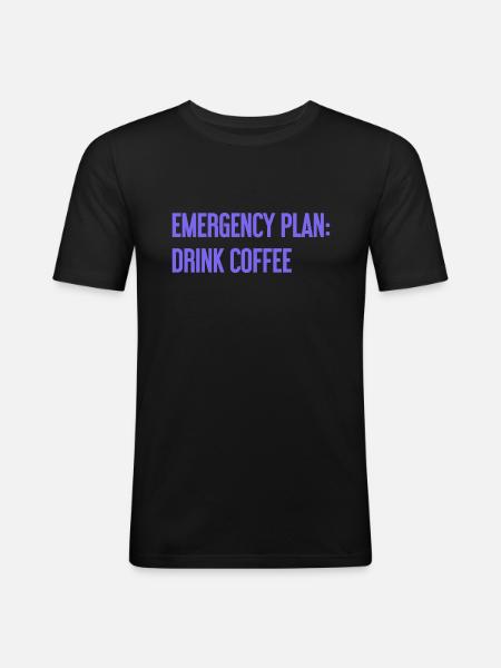 Kaffee-Notfallplan - Männer Slim Fit T-Shirt - Schwarz