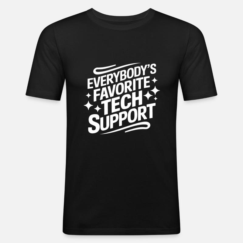 Technischer Support Computerfreak Nerd - Männer Slim Fit T-Shirt - Schwarz