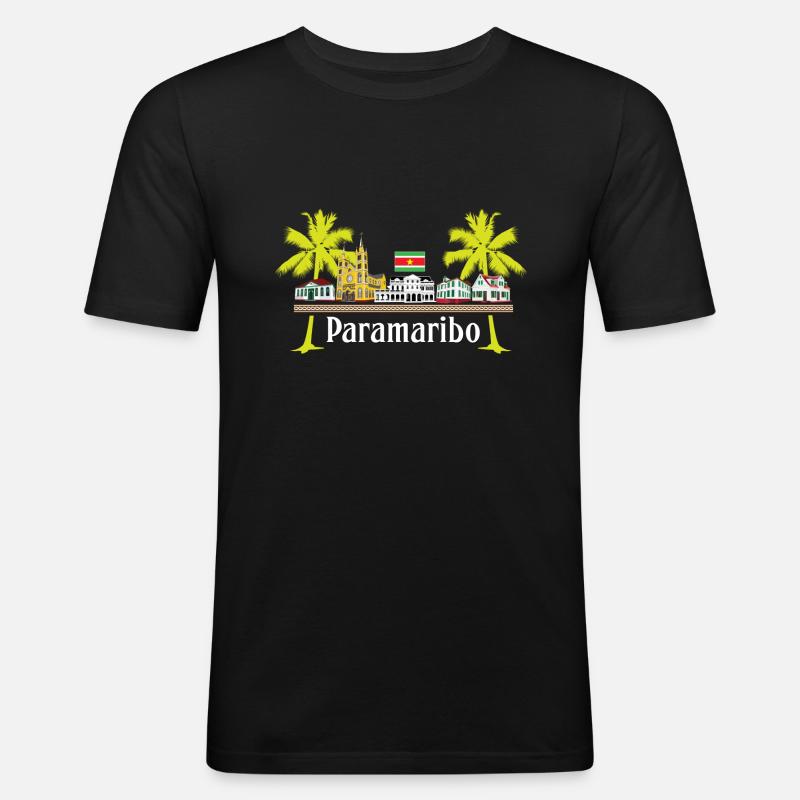 Cabins Paramaribo - Männer Slim Fit T-Shirt - Schwarz