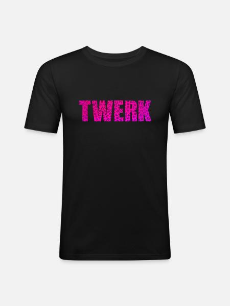Twerk Leopard Rose - Men's Slim Fit T-Shirt - black