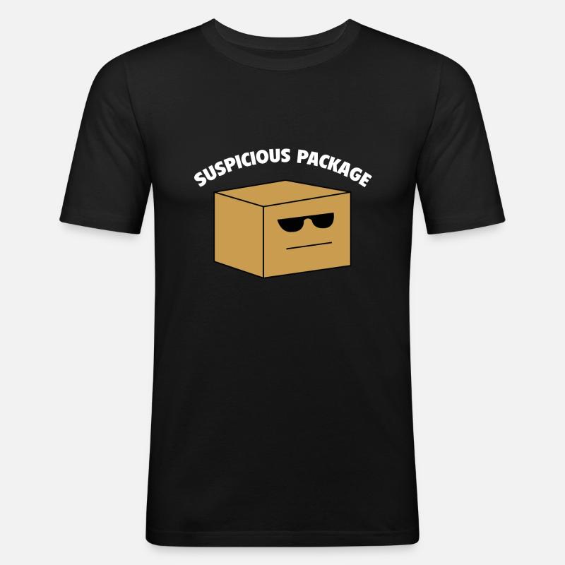 Verdächtiges Paket - Männer Slim Fit T-Shirt - Schwarz