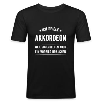 Akkordeon - Männer Slim Fit T-Shirt - Schwarz - Vorne - Nik (191cm)