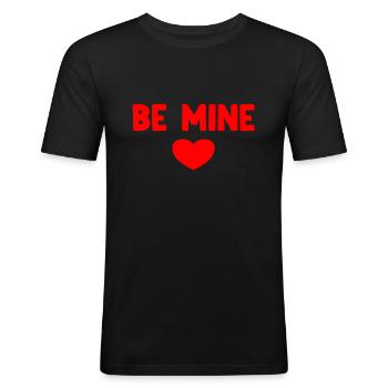 Be Mine - Männer Slim Fit T-Shirt - Schwarz - Vorne - Nik (191cm)