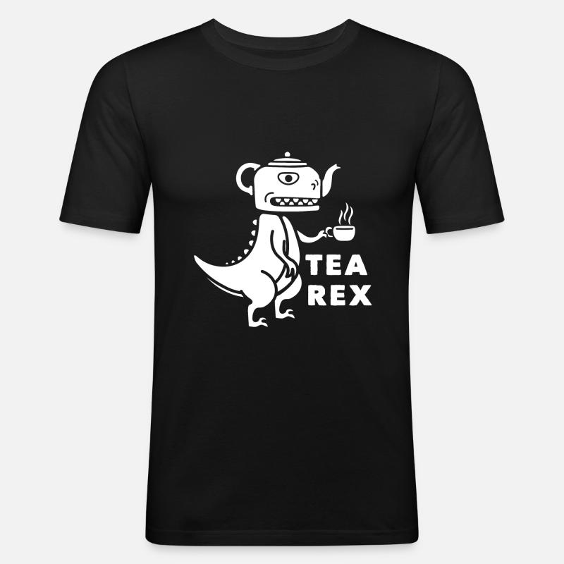 Tea Rex - Männer Slim Fit T-Shirt - Schwarz