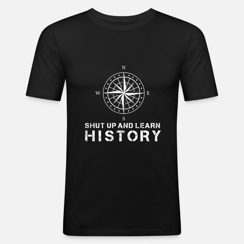 Lern Geschichte - Männer Slim Fit T-Shirt - Schwarz