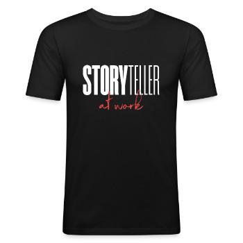 Conteur au travail - T-shirt près du corps Homme - noir - Devant - Nik (191cm)