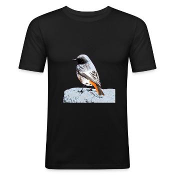 Hausrotschwanz - Männer Slim Fit T-Shirt - Schwarz - Vorne - Nik (191cm)
