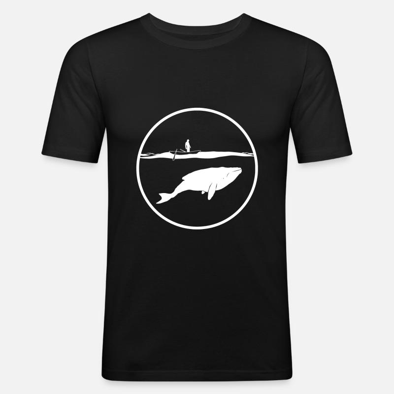 Walfisch - Männer Slim Fit T-Shirt - Schwarz