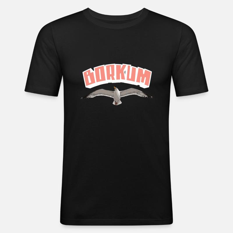 Borkum Möwe - Männer Slim Fit T-Shirt - Schwarz