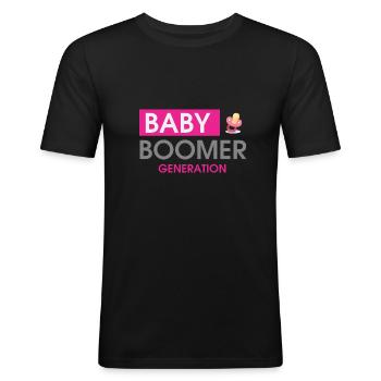 Baby Boomer Generation - Männer Slim Fit T-Shirt - Schwarz - Vorne - Nik (191cm)