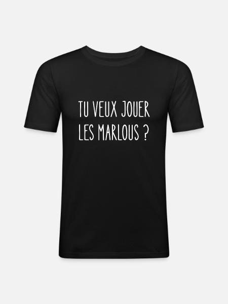 tu veux jouer les marlous ? - T-shirt près du corps Homme - noir