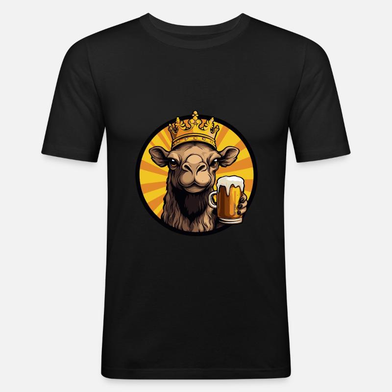 Kamel Bier - Männer Slim Fit T-Shirt - Schwarz