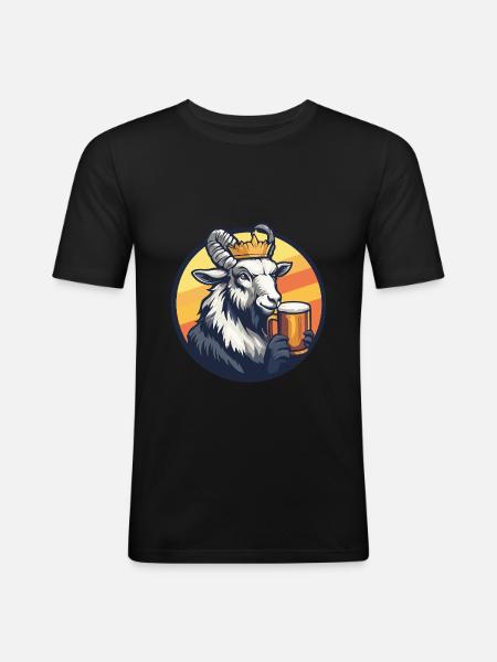 Bergziege Bier - Männer Slim Fit T-Shirt - Schwarz