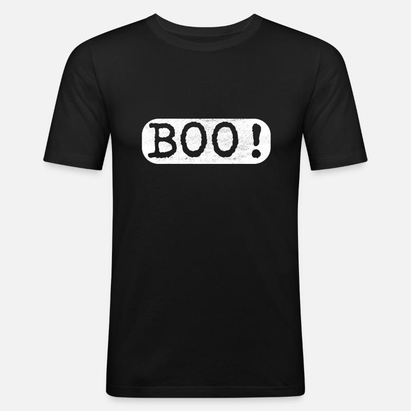 BOO! Angst? - Männer Slim Fit T-Shirt - Schwarz