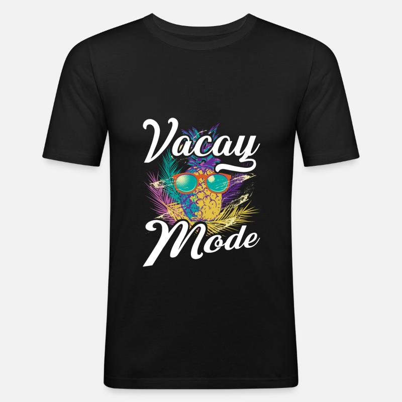 VACAY MODE - Männer Slim Fit T-Shirt - Schwarz