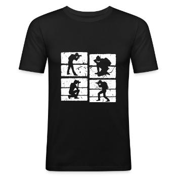 Fotografen Silhouette Camera - Männer Slim Fit T-Shirt - Schwarz - Vorne - Nik (191cm)