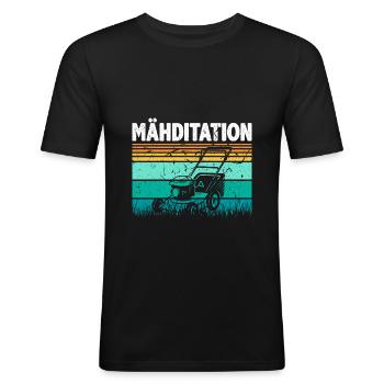 Gärtner Rasenmäher Garten - Männer Slim Fit T-Shirt - Schwarz - Vorne - Nik (191cm)