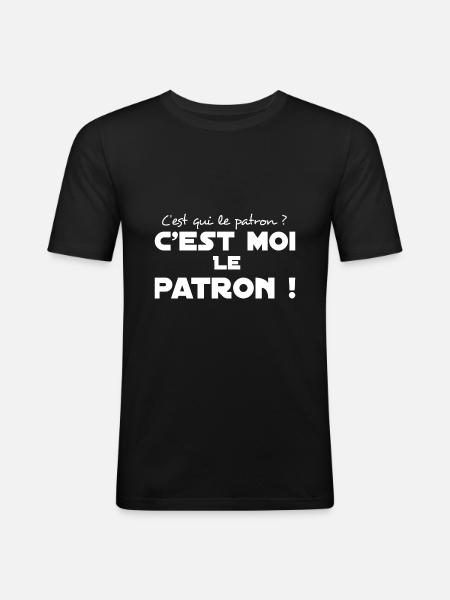 Humour c'est qui le patron tshirt personnalisė - T-shirt près du corps Homme - noir