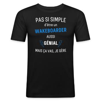 Wakeboarder Génial - T-shirt près du corps Homme - noir - Devant - Nik (191cm)