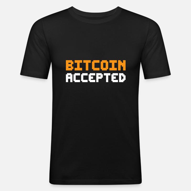 Bitcoin Accepted - Männer Slim Fit T-Shirt - Schwarz