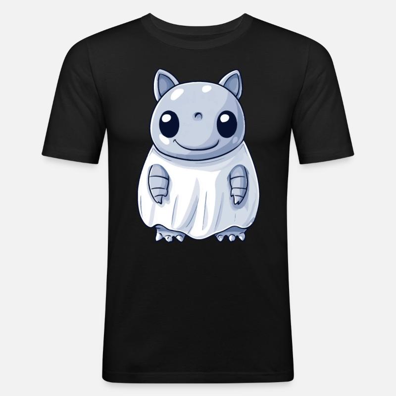Armadillo Halloween Comic Ghost - Men's Slim Fit T-Shirt - black