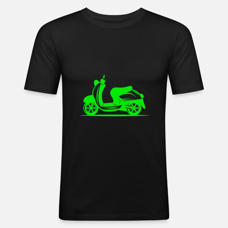 Mofa - Motorroller - Moped - Männer Slim Fit T-Shirt - Schwarz