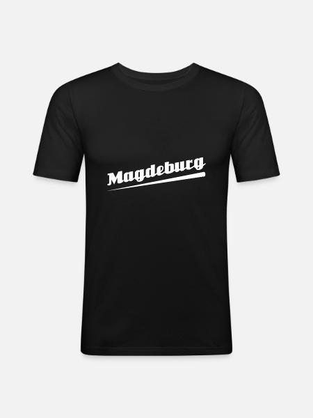 Magdeburg - Textdesign mit Stadtnamen - Männer Slim Fit T-Shirt - Schwarz